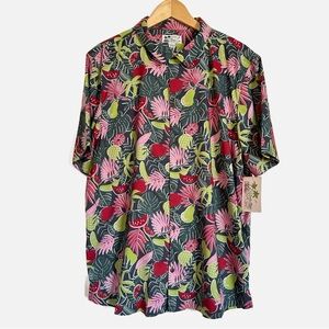 US Surf Club NWTs Hawaiian Shirt Tropical Fruit Print Short Sleeve Shirt Men’s L